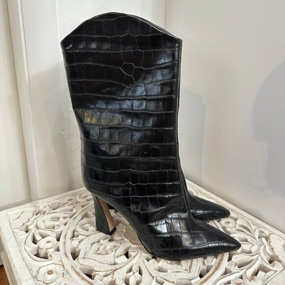 Schutz Alyah boot in embossed croc black 8 - Picture 2 of 9